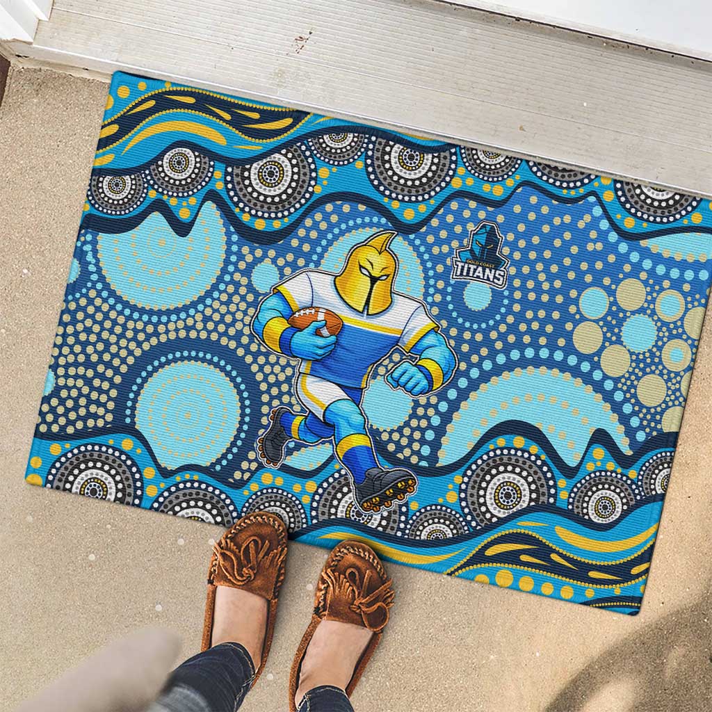 Gold Coast Titans Rubber Doormat Aboriginal Dot Pattern - Rugby Mascot Heritage Pride