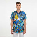 Gold Coast Titans Scrub Top Aboriginal Dot Pattern - Rugby Mascot Heritage Pride