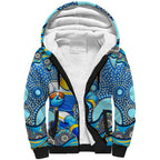 Gold Coast Titans Sherpa Hoodie Aboriginal Dot Pattern - Rugby Mascot Heritage Pride