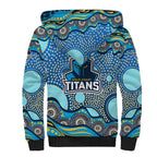 Gold Coast Titans Sherpa Hoodie Aboriginal Dot Pattern - Rugby Mascot Heritage Pride