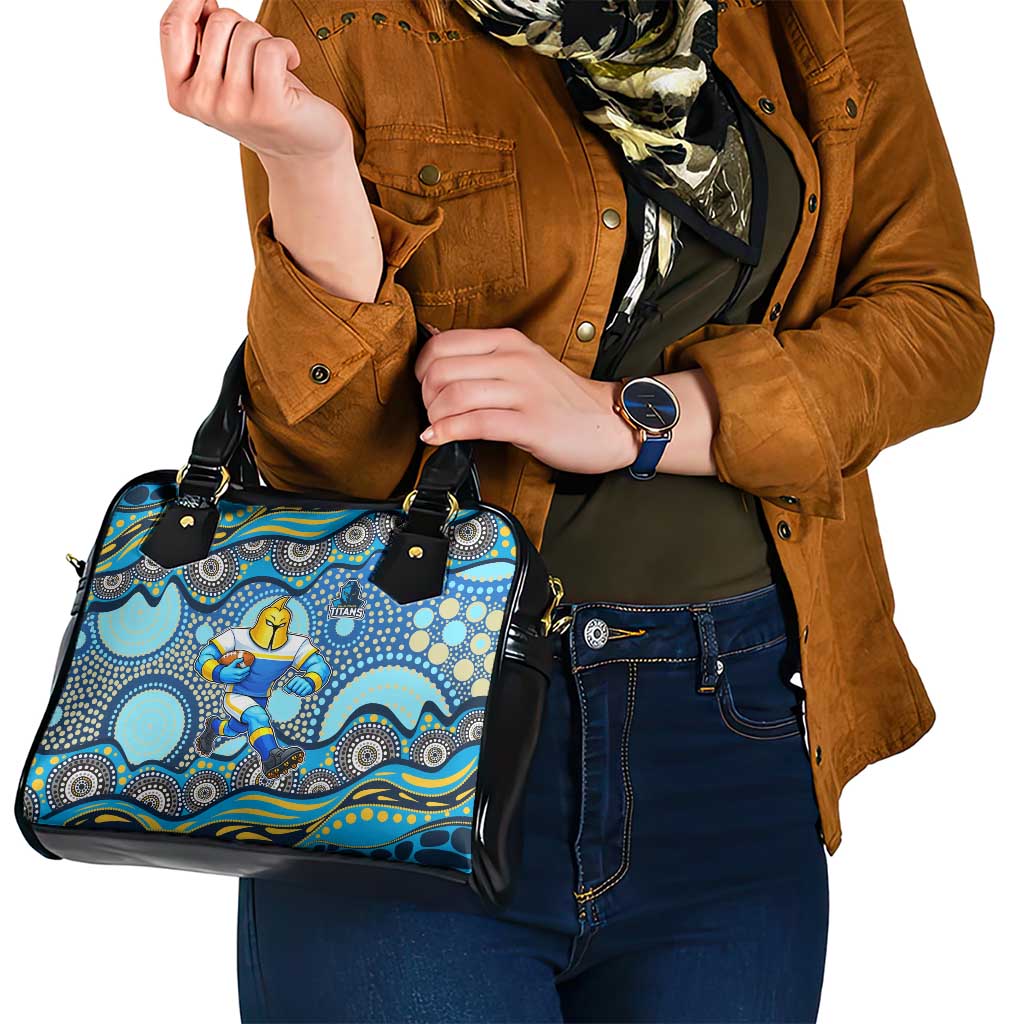 Gold Coast Titans Shoulder Handbag Aboriginal Dot Pattern - Rugby Mascot Heritage Pride