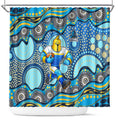 Gold Coast Titans Shower Curtain Aboriginal Dot Pattern - Rugby Mascot Heritage Pride