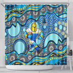 Gold Coast Titans Shower Curtain Aboriginal Dot Pattern - Rugby Mascot Heritage Pride