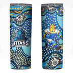 Gold Coast Titans Skinny Tumbler Aboriginal Dot Pattern - Rugby Mascot Heritage Pride