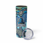 Gold Coast Titans Skinny Tumbler Aboriginal Dot Pattern - Rugby Mascot Heritage Pride
