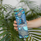 Gold Coast Titans Skinny Tumbler Aboriginal Dot Pattern - Rugby Mascot Heritage Pride