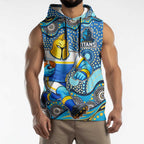 Gold Coast Titans Sleeveless Hoodie Aboriginal Dot Pattern - Rugby Mascot Heritage Pride