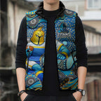 Gold Coast Titans Sleeveless Puffer Jacket Aboriginal Dot Pattern - Rugby Mascot Heritage Pride