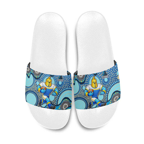Gold Coast Titans Slide Sandals Aboriginal Dot Pattern - Rugby Mascot Heritage Pride