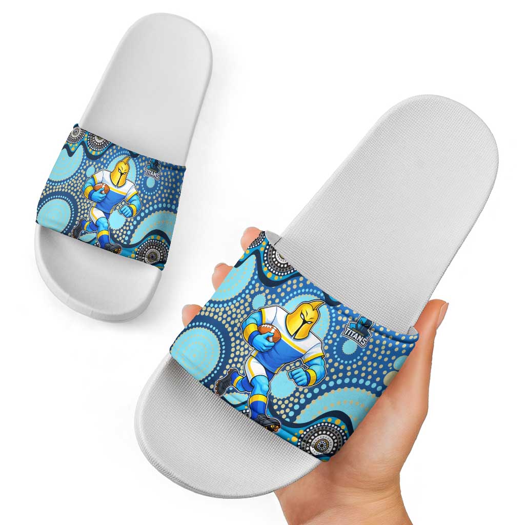Gold Coast Titans Slide Sandals Aboriginal Dot Pattern - Rugby Mascot Heritage Pride