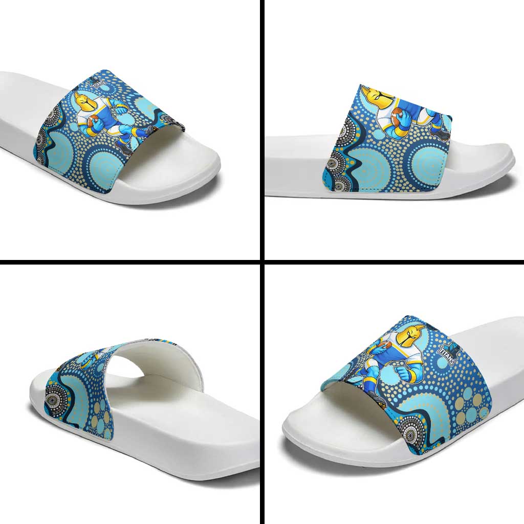 Gold Coast Titans Slide Sandals Aboriginal Dot Pattern - Rugby Mascot Heritage Pride