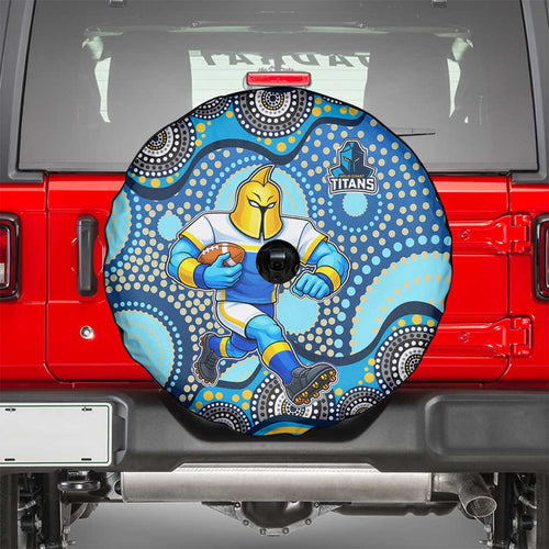 Gold Coast Titans Spare Tire Cover Aboriginal Dot Pattern - Rugby Mascot Heritage Pride
