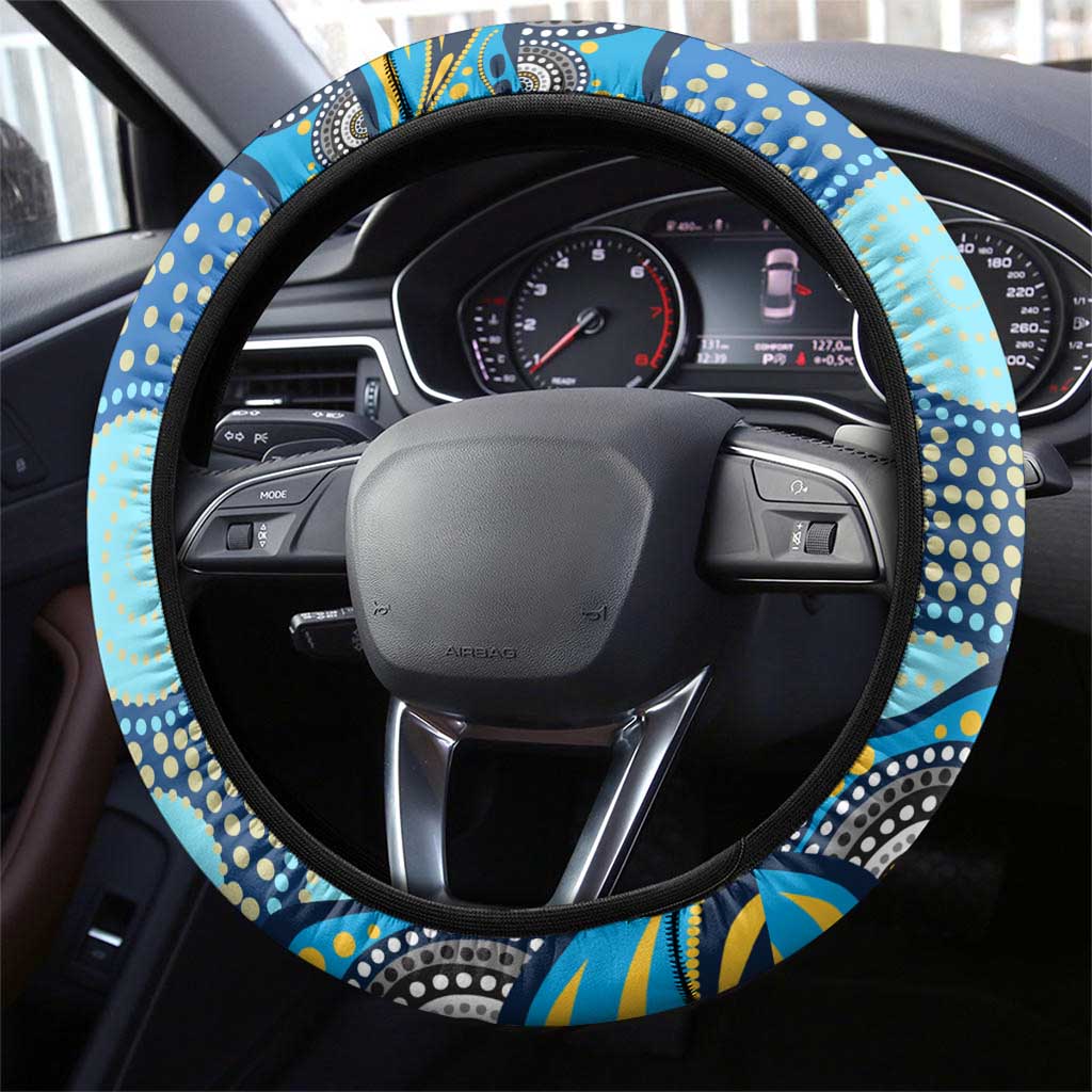 Gold Coast Titans Steering Wheel Cover Aboriginal Dot Pattern - Rugby Mascot Heritage Pride