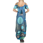 Gold Coast Titans Summer Maxi Dress Aboriginal Dot Pattern - Rugby Mascot Heritage Pride