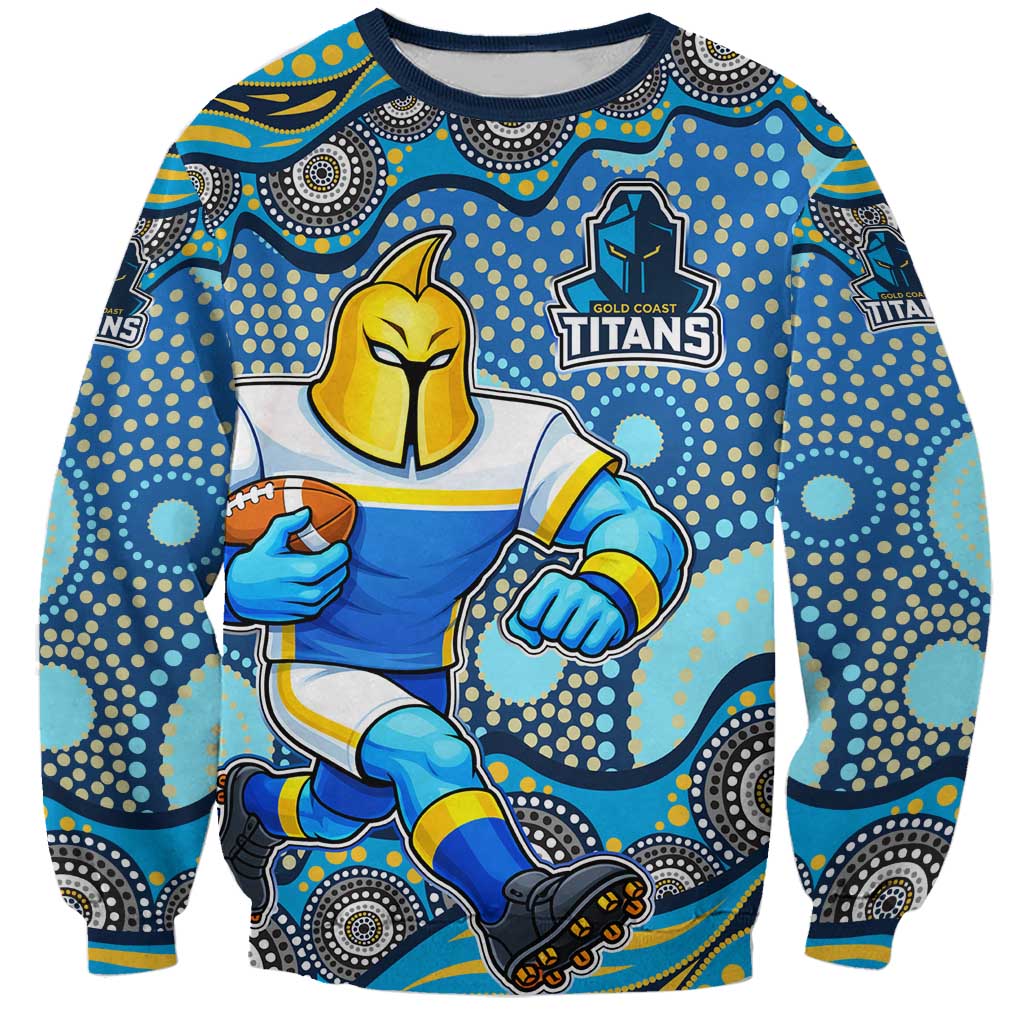 Gold Coast Titans Sweatshirt Aboriginal Dot Pattern - Rugby Mascot Heritage Pride