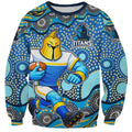 Gold Coast Titans Sweatshirt Aboriginal Dot Pattern - Rugby Mascot Heritage Pride