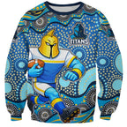 Gold Coast Titans Sweatshirt Aboriginal Dot Pattern - Rugby Mascot Heritage Pride