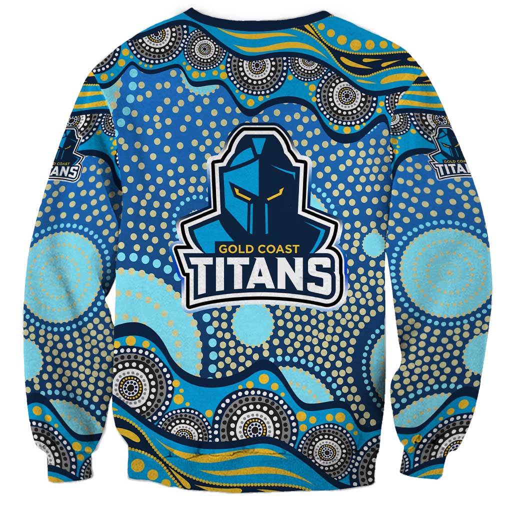 Gold Coast Titans Sweatshirt Aboriginal Dot Pattern - Rugby Mascot Heritage Pride