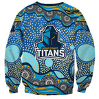 Gold Coast Titans Sweatshirt Aboriginal Dot Pattern - Rugby Mascot Heritage Pride