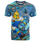 Gold Coast Titans T Shirt Aboriginal Dot Pattern - Rugby Mascot Heritage Pride