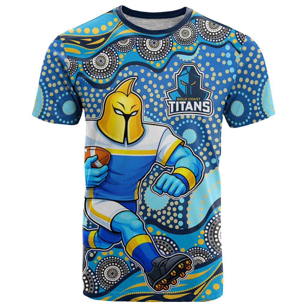 Gold Coast Titans T Shirt Aboriginal Dot Pattern - Rugby Mascot Heritage Pride