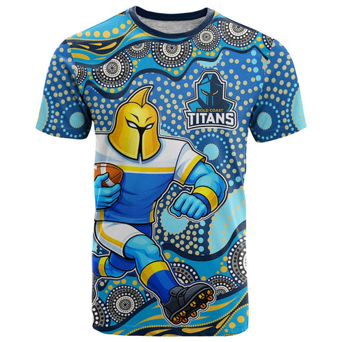 Gold Coast Titans T Shirt Aboriginal Dot Pattern - Rugby Mascot Heritage Pride