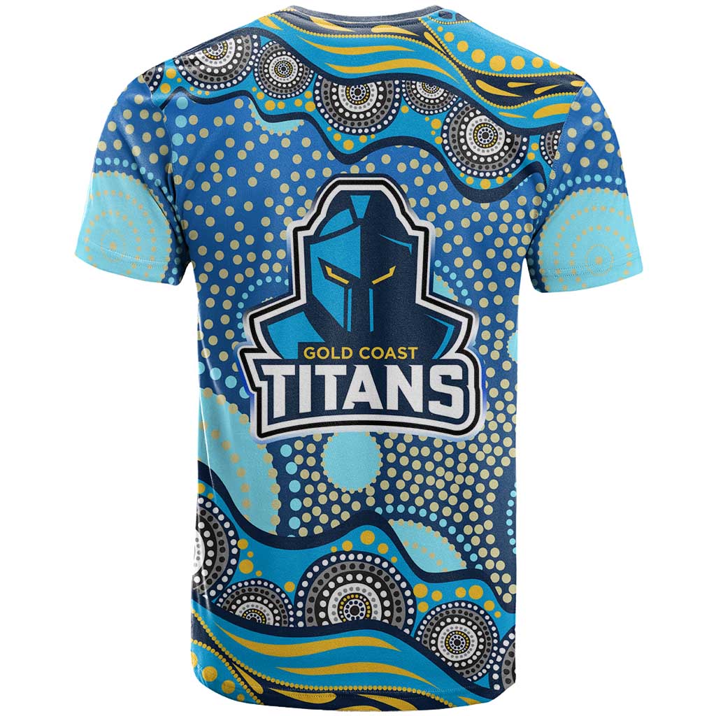 Gold Coast Titans T Shirt Aboriginal Dot Pattern - Rugby Mascot Heritage Pride
