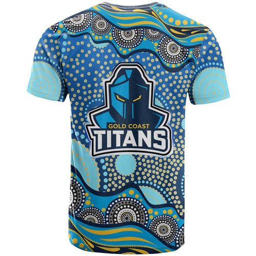 Gold Coast Titans T Shirt Aboriginal Dot Pattern - Rugby Mascot Heritage Pride