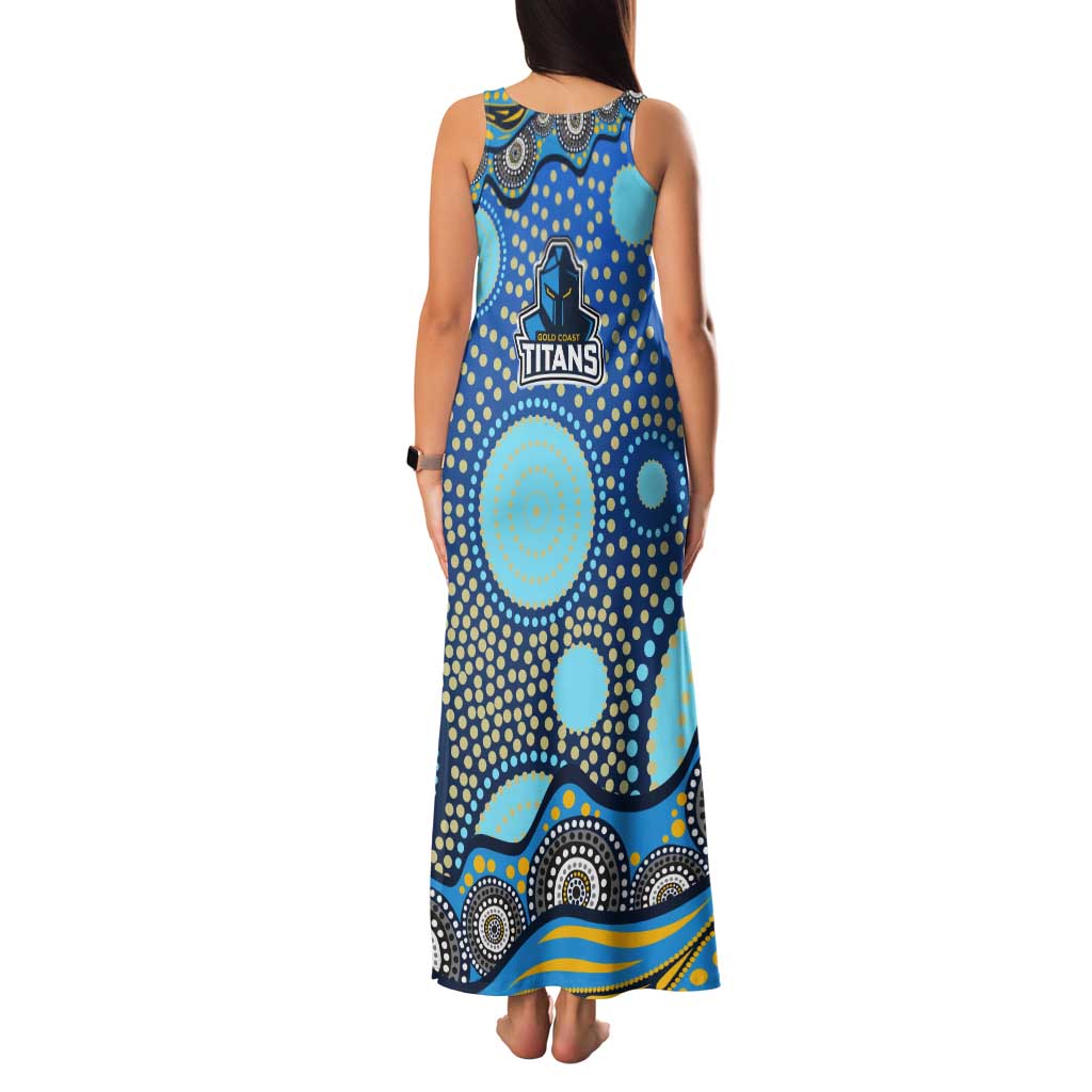 Gold Coast Titans Tank Maxi Dress Aboriginal Dot Pattern - Rugby Mascot Heritage Pride