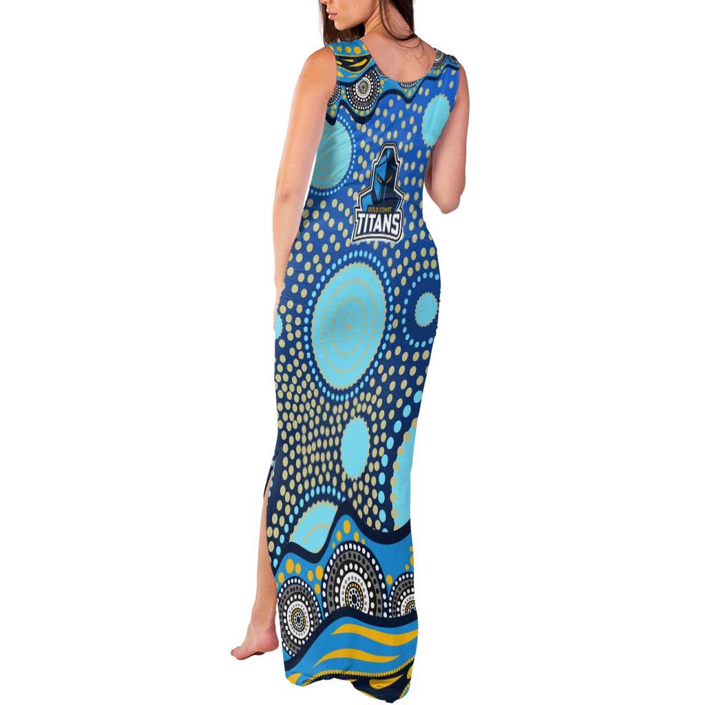 Gold Coast Titans Tank Maxi Dress Aboriginal Dot Pattern - Rugby Mascot Heritage Pride