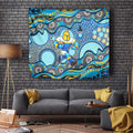 Gold Coast Titans Tapestry Aboriginal Dot Pattern - Rugby Mascot Heritage Pride