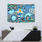 Gold Coast Titans Tapestry Aboriginal Dot Pattern - Rugby Mascot Heritage Pride