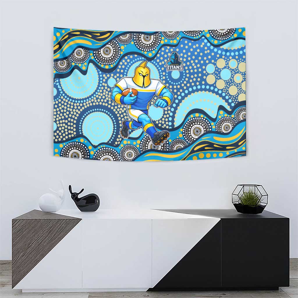 Gold Coast Titans Tapestry Aboriginal Dot Pattern - Rugby Mascot Heritage Pride