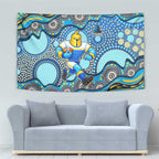 Gold Coast Titans Tapestry Aboriginal Dot Pattern - Rugby Mascot Heritage Pride