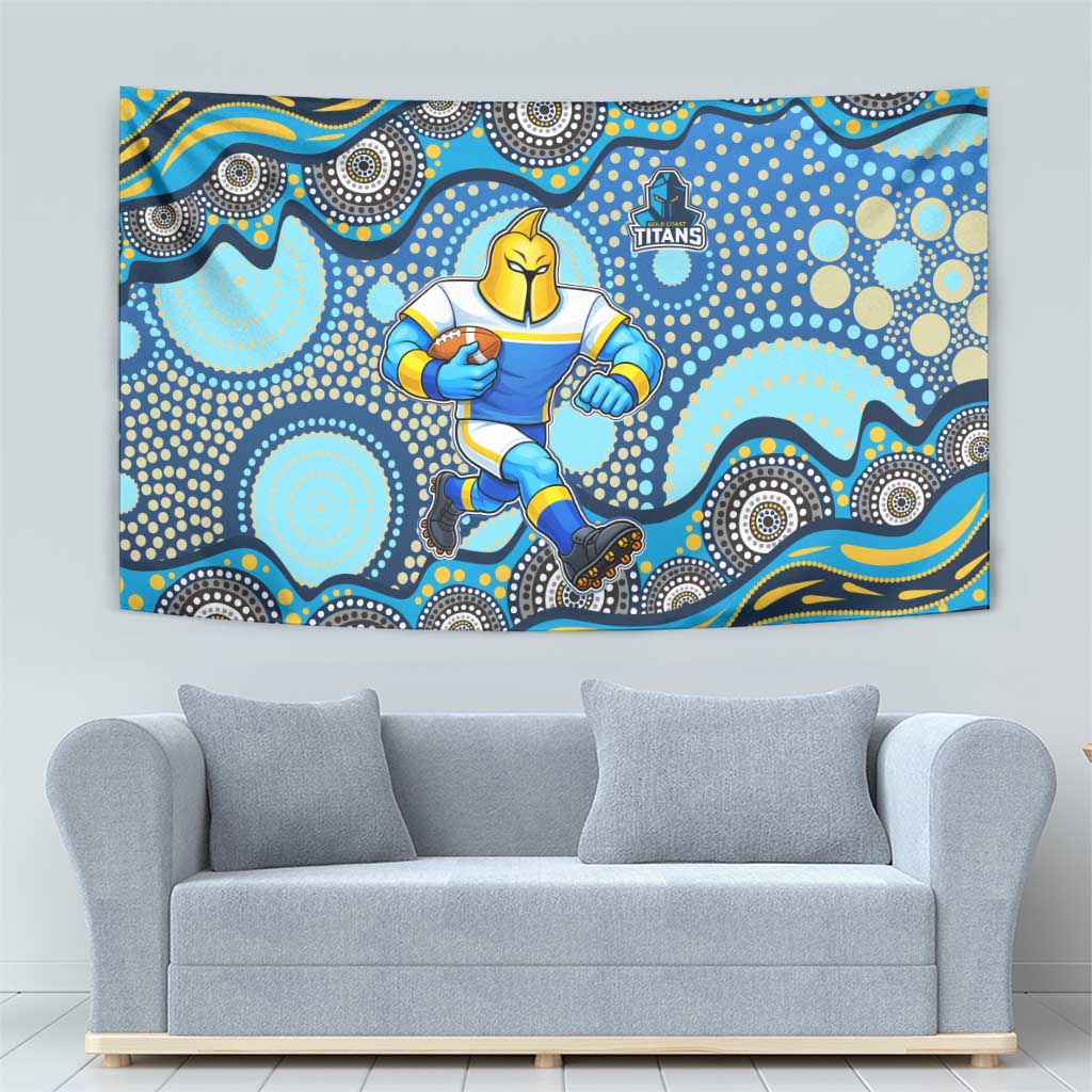 Gold Coast Titans Tapestry Aboriginal Dot Pattern - Rugby Mascot Heritage Pride