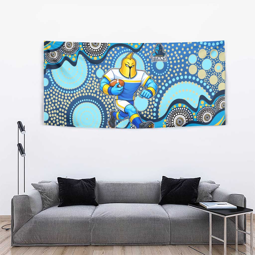 Gold Coast Titans Tapestry Aboriginal Dot Pattern - Rugby Mascot Heritage Pride