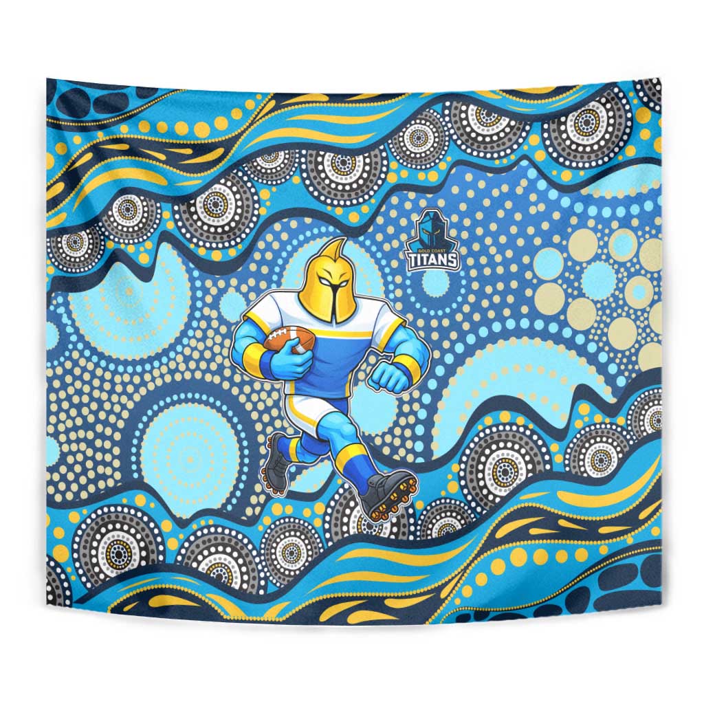 Gold Coast Titans Tapestry Aboriginal Dot Pattern - Rugby Mascot Heritage Pride