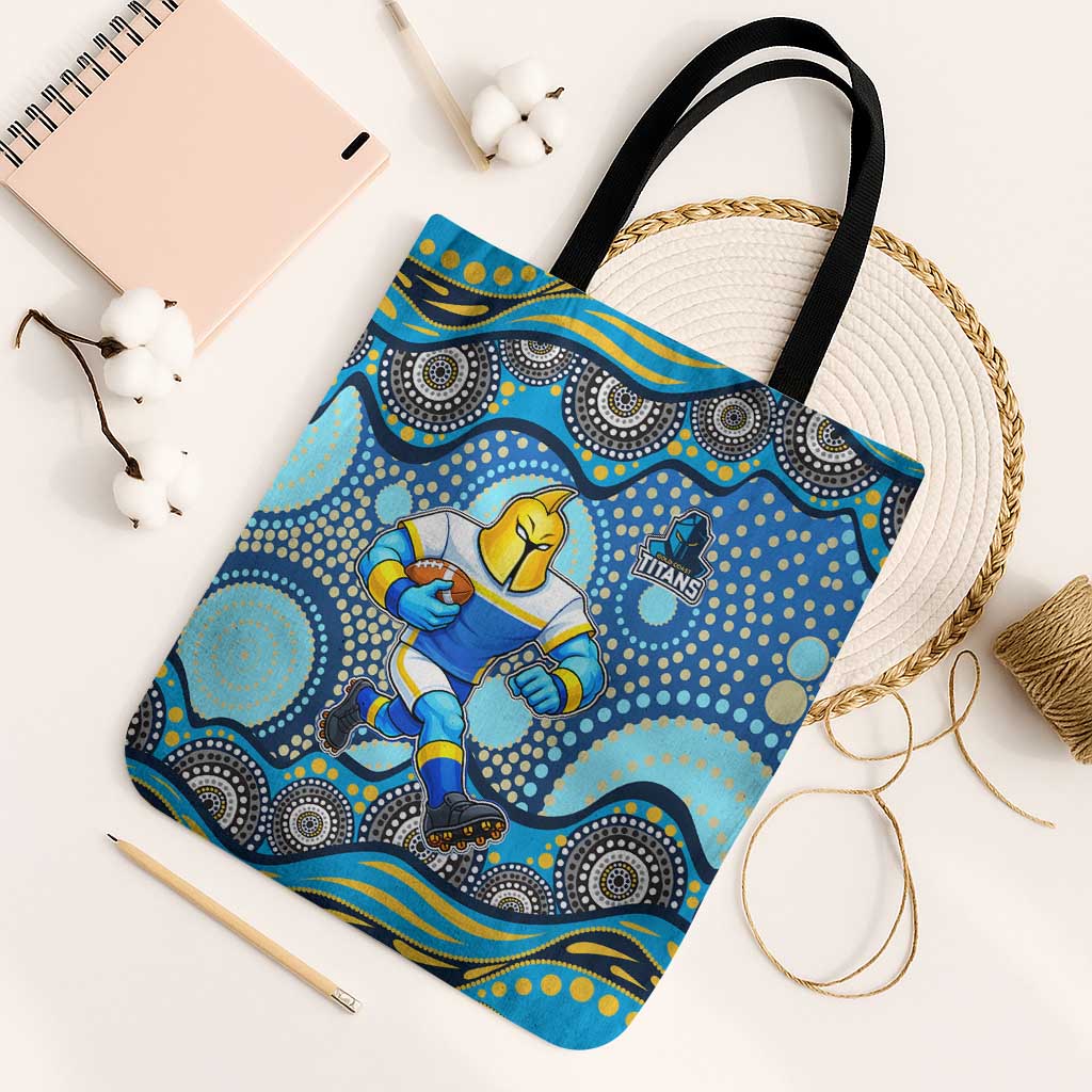 Gold Coast Titans Tote Bag Aboriginal Dot Pattern - Rugby Mascot Heritage Pride