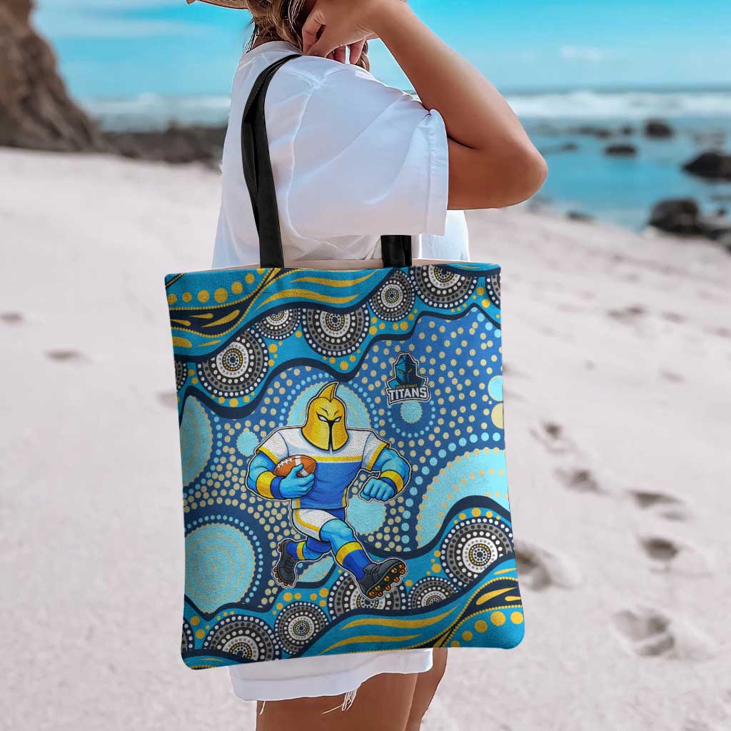 Gold Coast Titans Tote Bag Aboriginal Dot Pattern - Rugby Mascot Heritage Pride