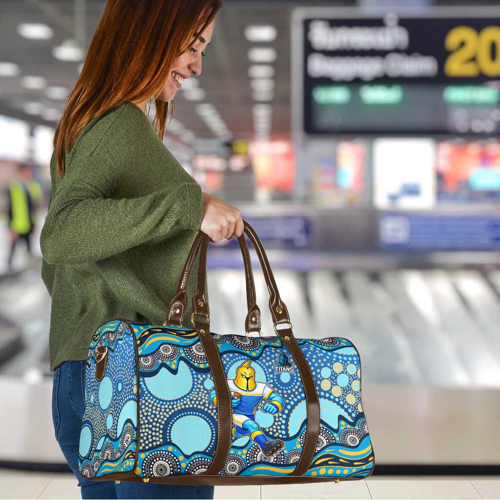 Gold Coast Titans Travel Bag Aboriginal Dot Pattern - Rugby Mascot Heritage Pride
