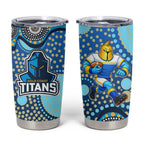 Gold Coast Titans Tumbler Cup Aboriginal Dot Pattern - Rugby Mascot Heritage Pride