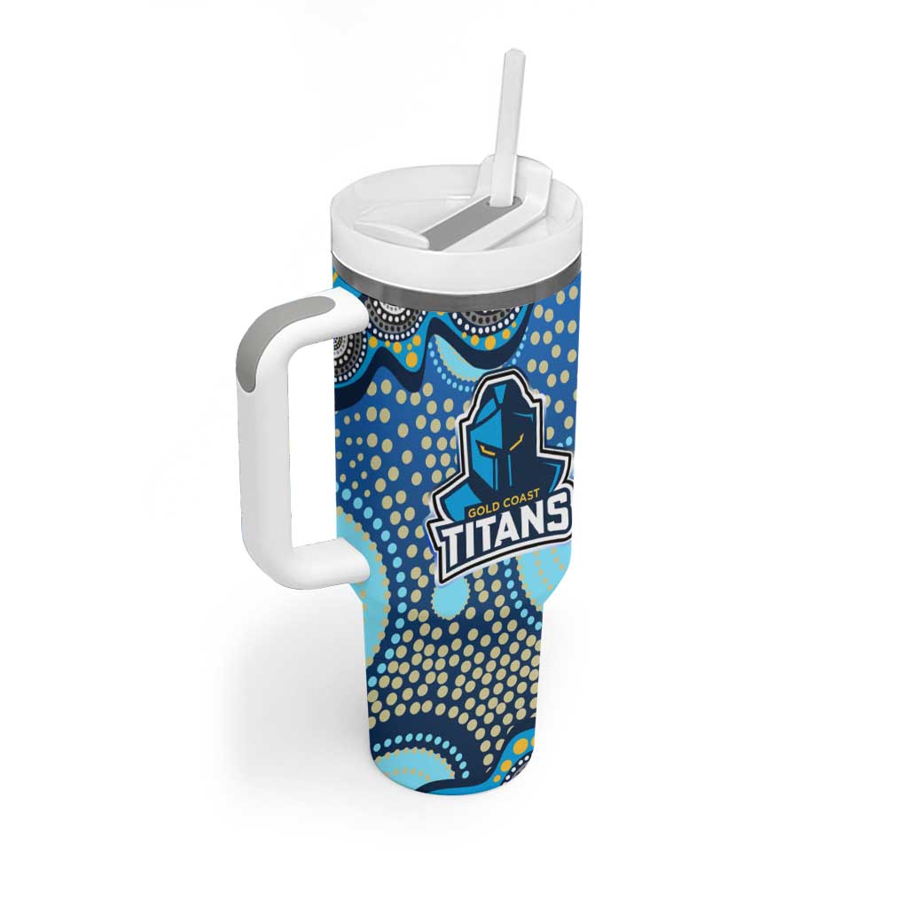 Gold Coast Titans Tumbler With Handle Aboriginal Dot Pattern - Rugby Mascot Heritage Pride