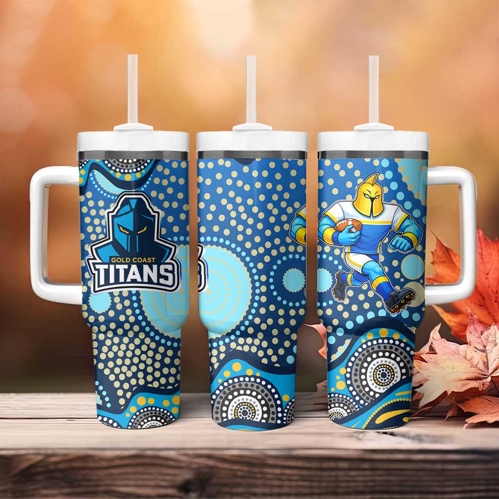 Gold Coast Titans Tumbler With Handle Aboriginal Dot Pattern - Rugby Mascot Heritage Pride
