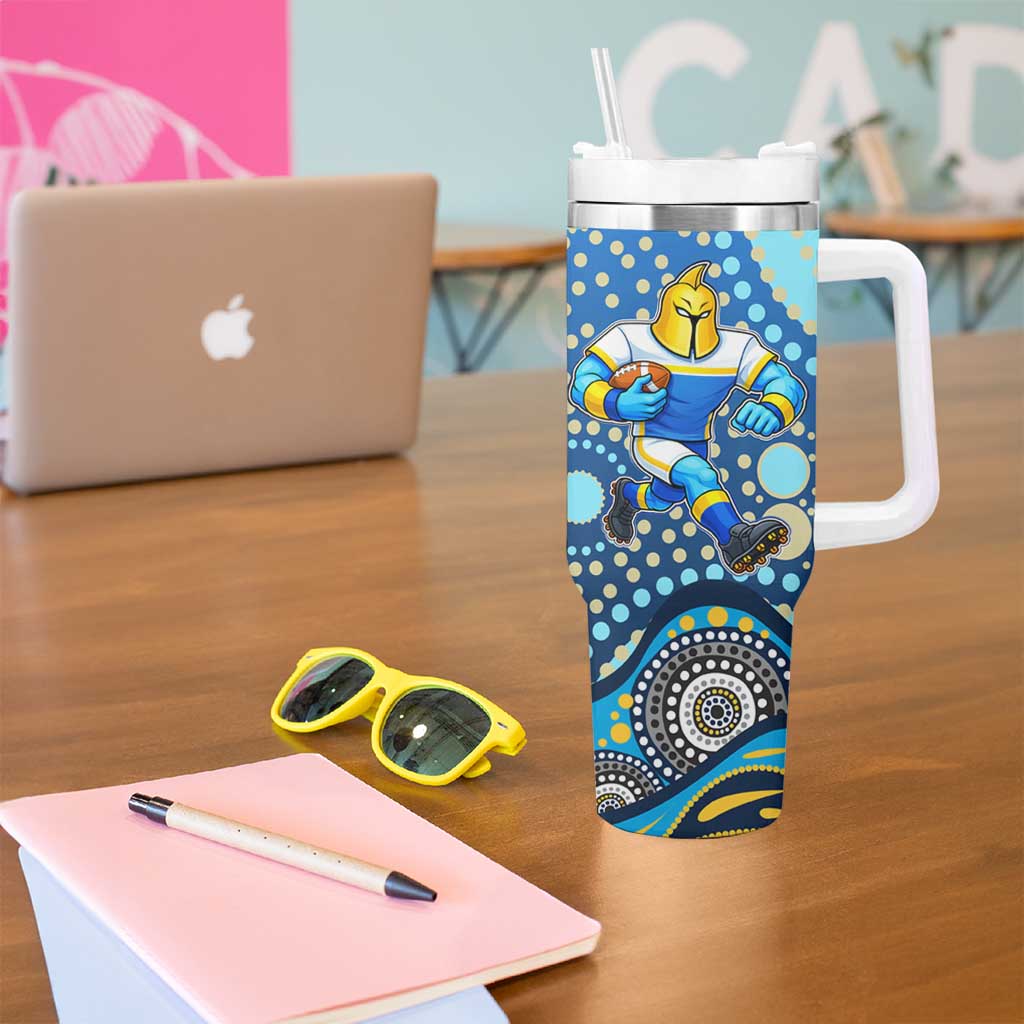Gold Coast Titans Tumbler With Handle Aboriginal Dot Pattern - Rugby Mascot Heritage Pride