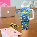 Gold Coast Titans Tumbler With Handle Aboriginal Dot Pattern - Rugby Mascot Heritage Pride