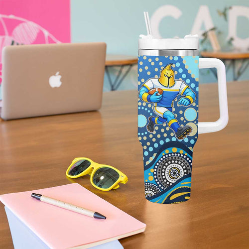 Gold Coast Titans Tumbler With Handle Aboriginal Dot Pattern - Rugby Mascot Heritage Pride