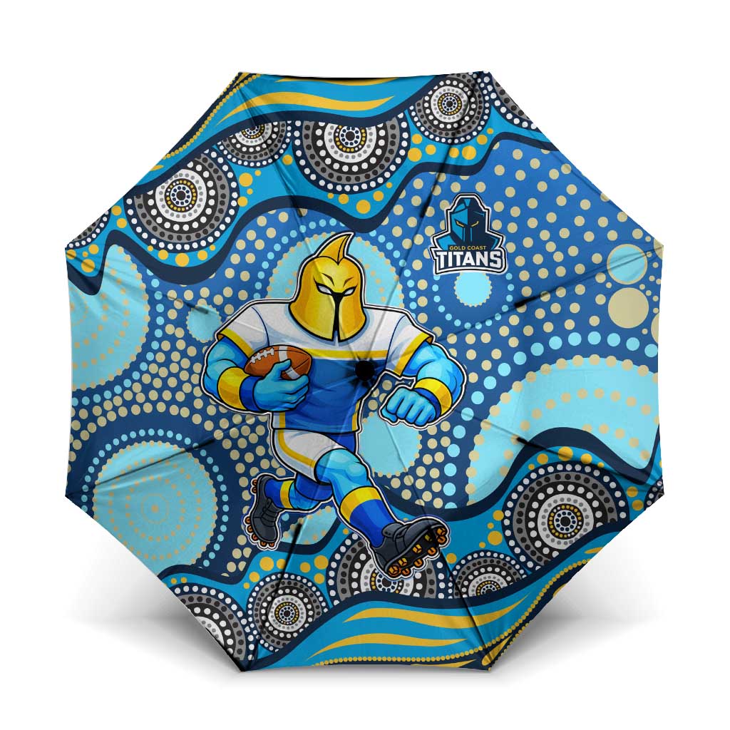 Gold Coast Titans Umbrella Aboriginal Dot Pattern - Rugby Mascot Heritage Pride