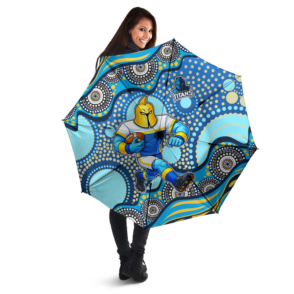 Gold Coast Titans Umbrella Aboriginal Dot Pattern - Rugby Mascot Heritage Pride