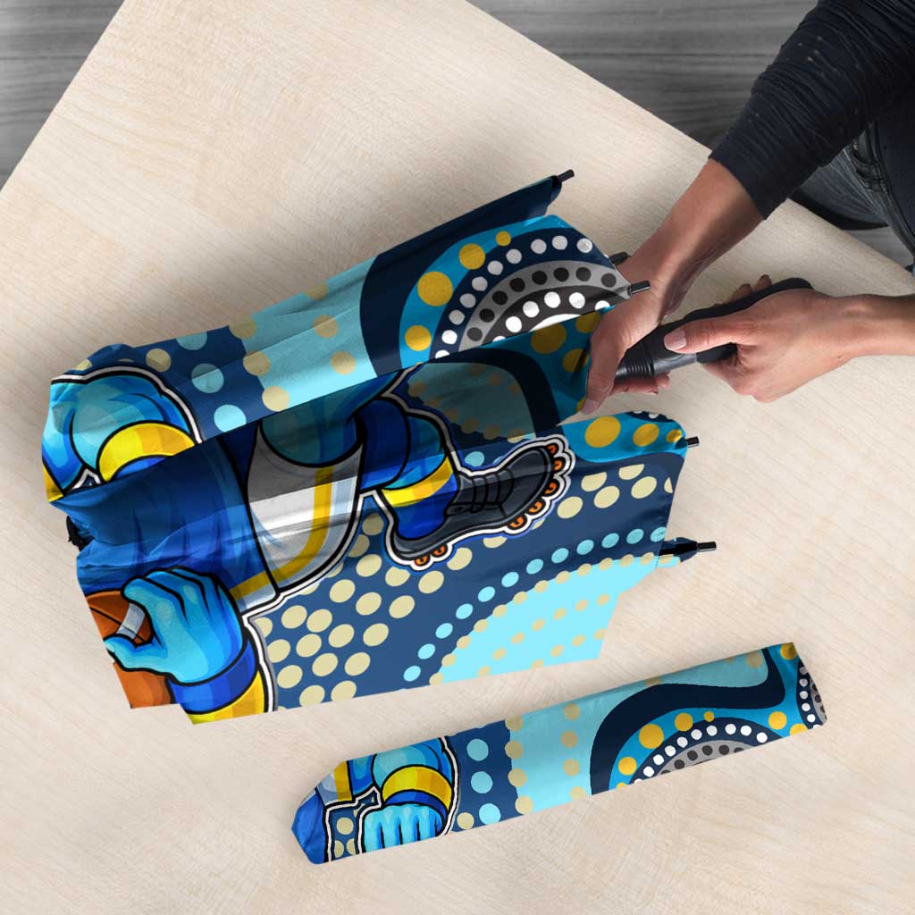 Gold Coast Titans Umbrella Aboriginal Dot Pattern - Rugby Mascot Heritage Pride