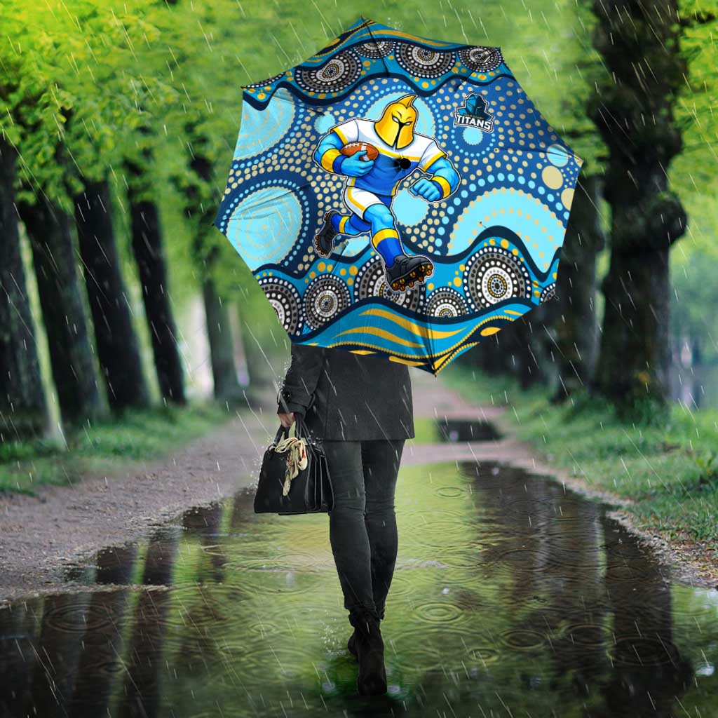 Gold Coast Titans Umbrella Aboriginal Dot Pattern - Rugby Mascot Heritage Pride